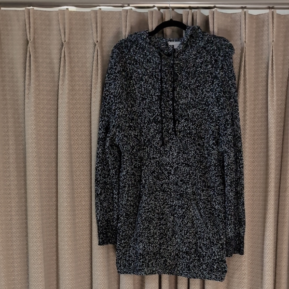 Women's Size 1X (22/24) Woman Within Knit Hooded Sweater With Kangaroo Pocket